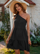 One off shoulder women loose vacation dress
